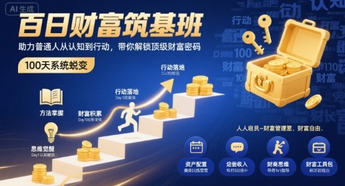 百日財富筑基班，助力普通人從認知到行動，帶你解鎖頂級財富密碼