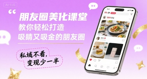 朋友圈美化課堂，教你輕松打造，吸睛又吸金的朋友圈，私域不看，變現少一半