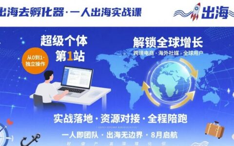 出海去孵化器，一人出海實戰課，?超級個體第1站，解鎖全球增長