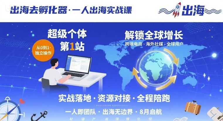 出海去孵化器，一人出海實戰課，?超級個體第1站，解鎖全球增長