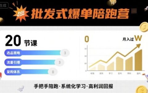 批發式爆單陪跑營，20節課帶你實現批發式爆單，帶你經松月入過W