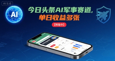 今日頭條AI軍事賽道，單日收益多張 ，手機可做【附指令】