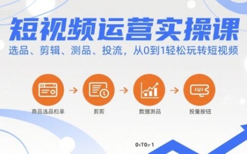 短視頻運營實操課，選品、剪輯、測品、投流，從0到1輕松玩轉短視頻