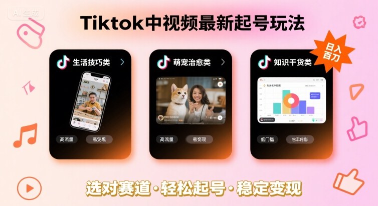 Tiktok中視頻最新起號玩法,想要日入百刀,做好這幾個(gè)賽道就可以了