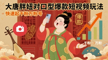 大唐胖妞對口型爆款短視頻玩法，快速起千粉萬粉號