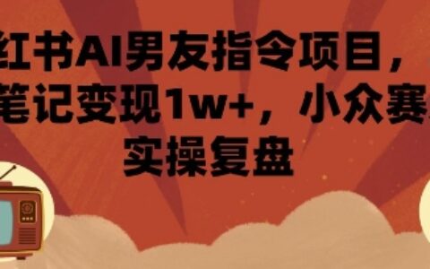 小紅書AI男友指令項目，單條筆記變現1w+，小眾賽道實操復盤