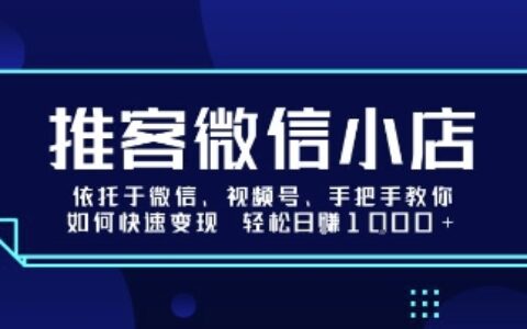 推客微信小店依托于微信、視頻號(hào)，手把手教你如何快速變現(xiàn) 輕松日入1k+【揭秘】