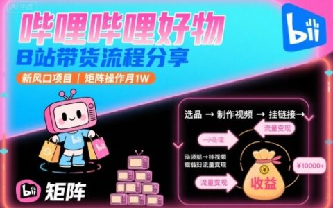 嗶哩嗶哩好物，B站帶貨流程分享，新風口項目，矩陣操作月1W