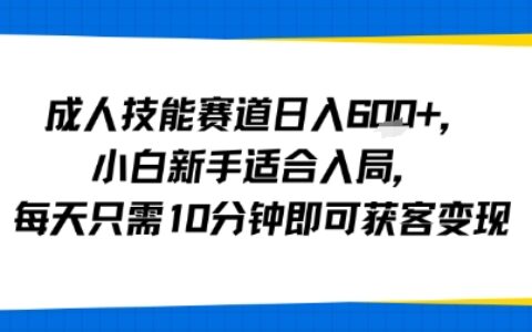 成人技能賽道日入多張，小白新手適合入局，每天只需10分鐘即可獲客變現(xiàn)
