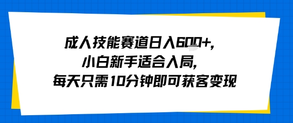 成人技能賽道日入多張，小白新手適合入局，每天只需10分鐘即可獲客變現