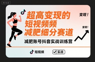 超高變現的短視頻減肥細分賽道，減肥賬號抖音實戰訓練營