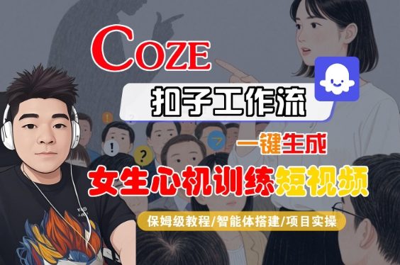 COZE扣子工作流一鍵生成女生心機訓練短視頻，保姆級教程-智能體搭建-項目實操