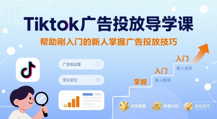 Tiktok廣告投放導學課，幫助剛入門的新人掌握廣告投放技巧