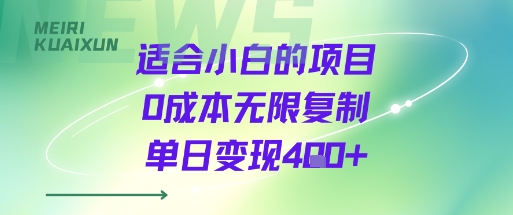 適合小白的項目0成本無限復制單日變現4張+