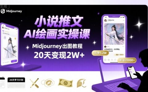 小說推文干貨分享之AI繪畫MJ出圖實操課，用Midjourney做小說推文，20天掙2w