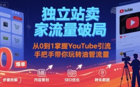 獨立站賣家流量破局：從0到1掌握YouTube引流，手把手帶你玩轉油管流量