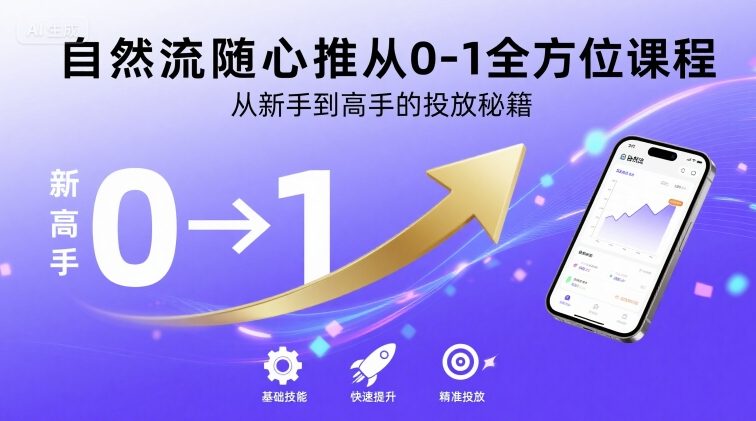 自然流隨心推從0-1全方位課程，從新手到高手的投放秘籍