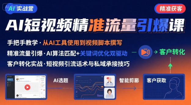 AI+短視頻引爆精準(zhǔn)客戶(hù)實(shí)戰(zhàn)營(yíng)，手把手教你引爆Ai短視頻精準(zhǔn)流量