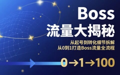 Boss流量大揭秘，從起號到轉化細節拆解，從0到1打造Boss流量全流程