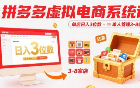 拼多多虛擬電商系統課，單店日入3位數，單人可管理3-8家店【附貨源】