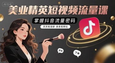 美業精英短視頻流量課，掌握抖音流量密碼，天天有詢單，條條有轉化