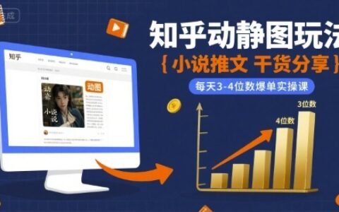 小說推文干貨分享之知乎動靜圖玩法，每天3-4位數爆單實操課