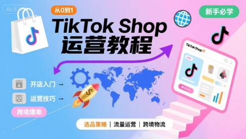 TikTok Shop從0到1運營教程，TikTok跨境電商新手必學課程