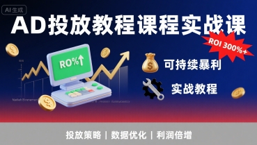 AD投放教程課程實戰課，實現廣告ROI300%+可持續暴利
