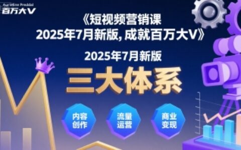 短視頻營銷課2025年7月新版，三大體系成就百萬大V
