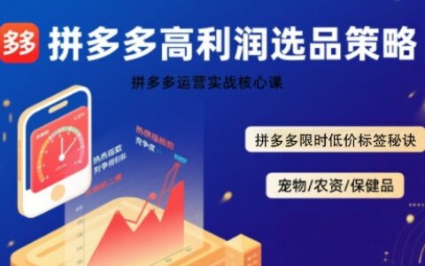 拼多多選品暴利技術實戰課，拼多多高利潤選品策略，拼多多限時低價標簽秘訣