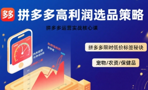 拼多多選品暴利技術實戰(zhàn)課，拼多多高利潤選品策略，拼多多限時低價標簽秘訣