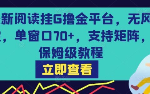 最新閱讀掛G擼金平臺，無風控，單窗口70+，支持矩陣，保姆級教程【揭秘】