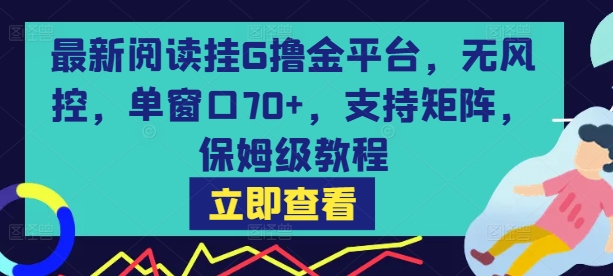 最新閱讀掛G擼金平臺,無風(fēng)控,單窗口70+,支持矩陣,保姆級教程【揭秘】