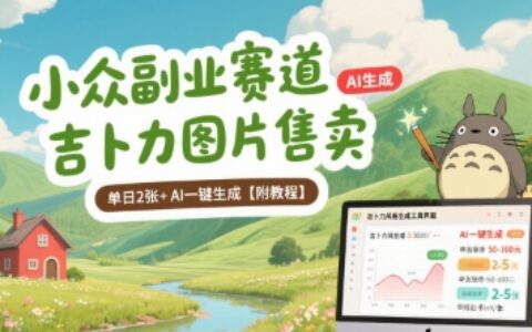小眾副業(yè)賽道 吉卜力圖片售賣(mài) 單日2張+ AI一鍵生成【附教程】