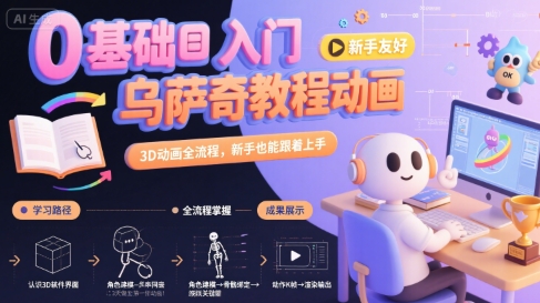 0基礎入門烏薩奇教程動畫，3D動畫全流程，新手也能跟著上手