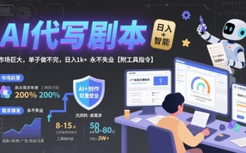 AI代寫劇本，市場巨大，單子做不完，日入1k+ 永不失業(yè)【附工具指令】