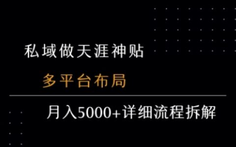 私域做天涯神貼 多平臺布局 月入5k+詳細流程拆解