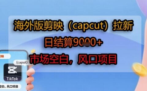 海外版剪映(capcut)拉新，日結算1k+，市場空白，風口項目