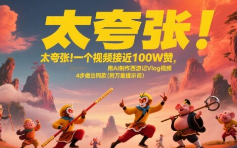 太夸張！一個視頻接近100W贊，用AI制作西游記Vlog視頻，全流程拆解來了(附萬能提示詞)