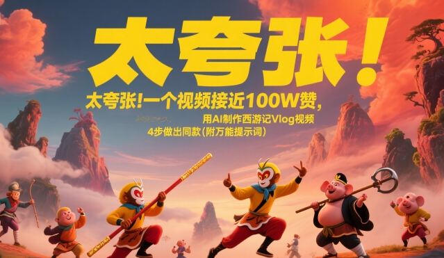 太夸張！一個視頻接近100W贊，用AI制作西游記Vlog視頻，全流程拆解來了(附萬能提示詞)