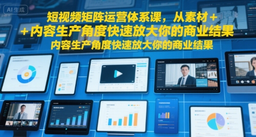 短視頻矩陣運營體系課,從素材+內容生產角度快速放大你的商業結果