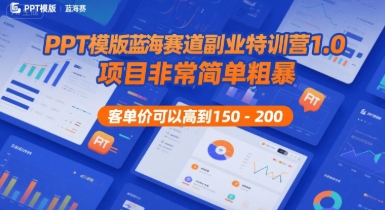 PPT模版藍(lán)海賽道副業(yè)特訓(xùn)營(yíng)1.0，項(xiàng)目非常簡(jiǎn)單粗暴，客單價(jià)可以高到150-200