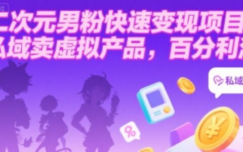 二次元男粉快速變現項目，私域賣虛擬產品，百分利潤