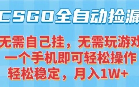 CSGO自動撿漏項目，最新獨家玩法，一個手機可操作，新手小白輕松月入1W+，操作簡單易上手【揭秘】