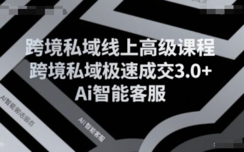 跨境私域線上高級課程，跨境私域極速成交3.0+Ai智能客服