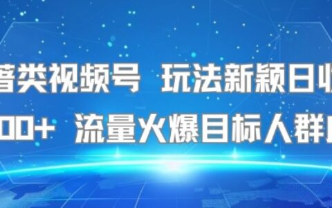 名著類視頻號 玩法新穎日收益500+ 流量火爆目標人群廣