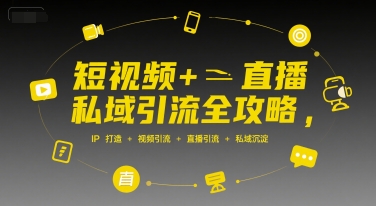 短視頻+直播私域引流全攻略，IP打造 +視頻引流 +直播引流 +私域沉淀