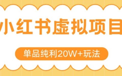 小紅書(shū)賣(mài)虛擬產(chǎn)品，單品純利20W+玩法分享，4節(jié)系列課程