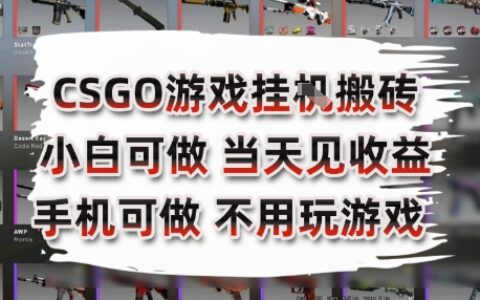 CSGO游戲掛G搬磚，小白純手機(jī)即可操作，不用電腦打游戲，日入3張+，副業(yè)網(wǎng)創(chuàng)項目【揭秘】