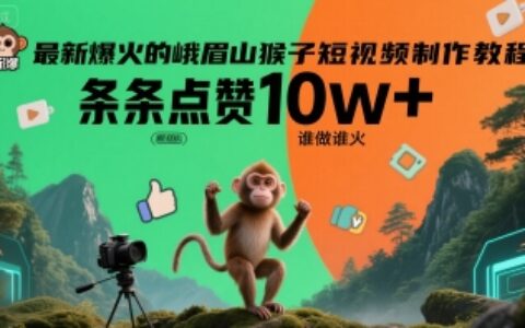 最新爆火的峨眉山猴子短視頻制作教程，條條點贊10w+，誰做誰火【教程+提示詞】